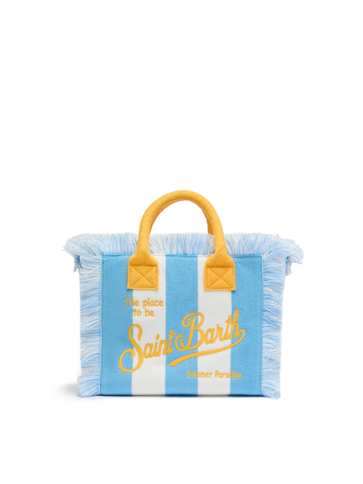 Colette Sponge light blue striped terry handbag - MC2 Saint Barth
