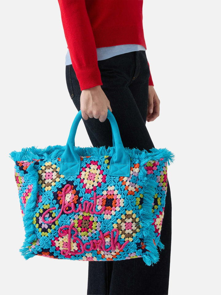 Colette turquoise crochet handbag