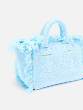 Borsa Colette in tessuto effetto spugna azzurro