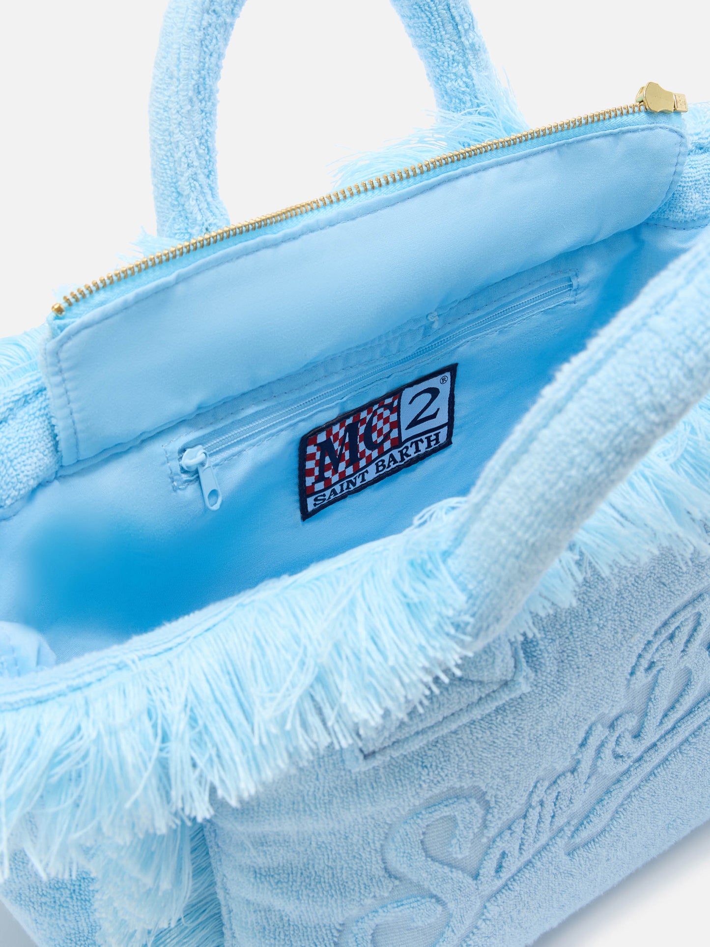 Borsa Colette in tessuto effetto spugna azzurro