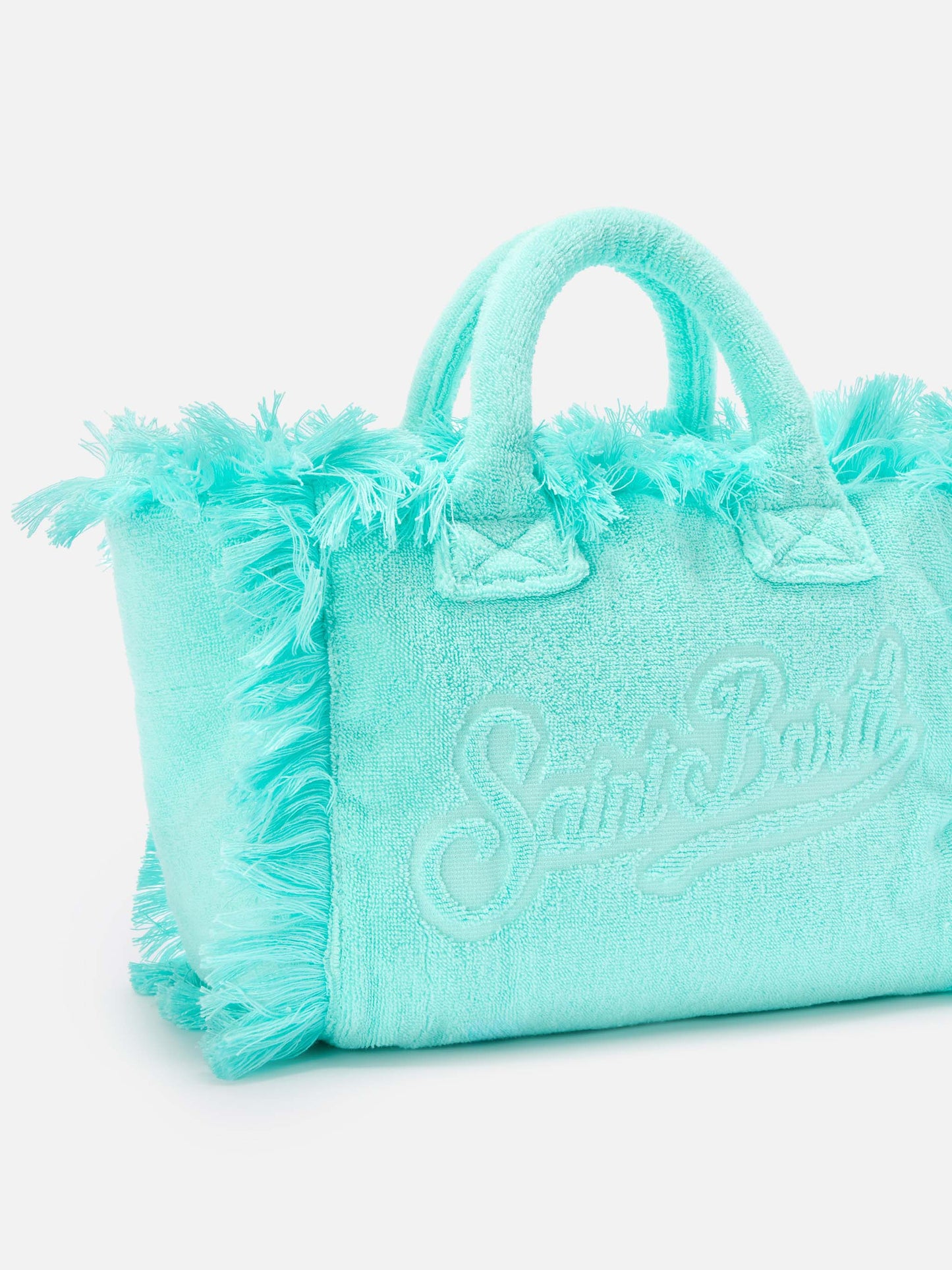 Borsa Colette in tessuto effetto spugna verde acqua tinta unita
