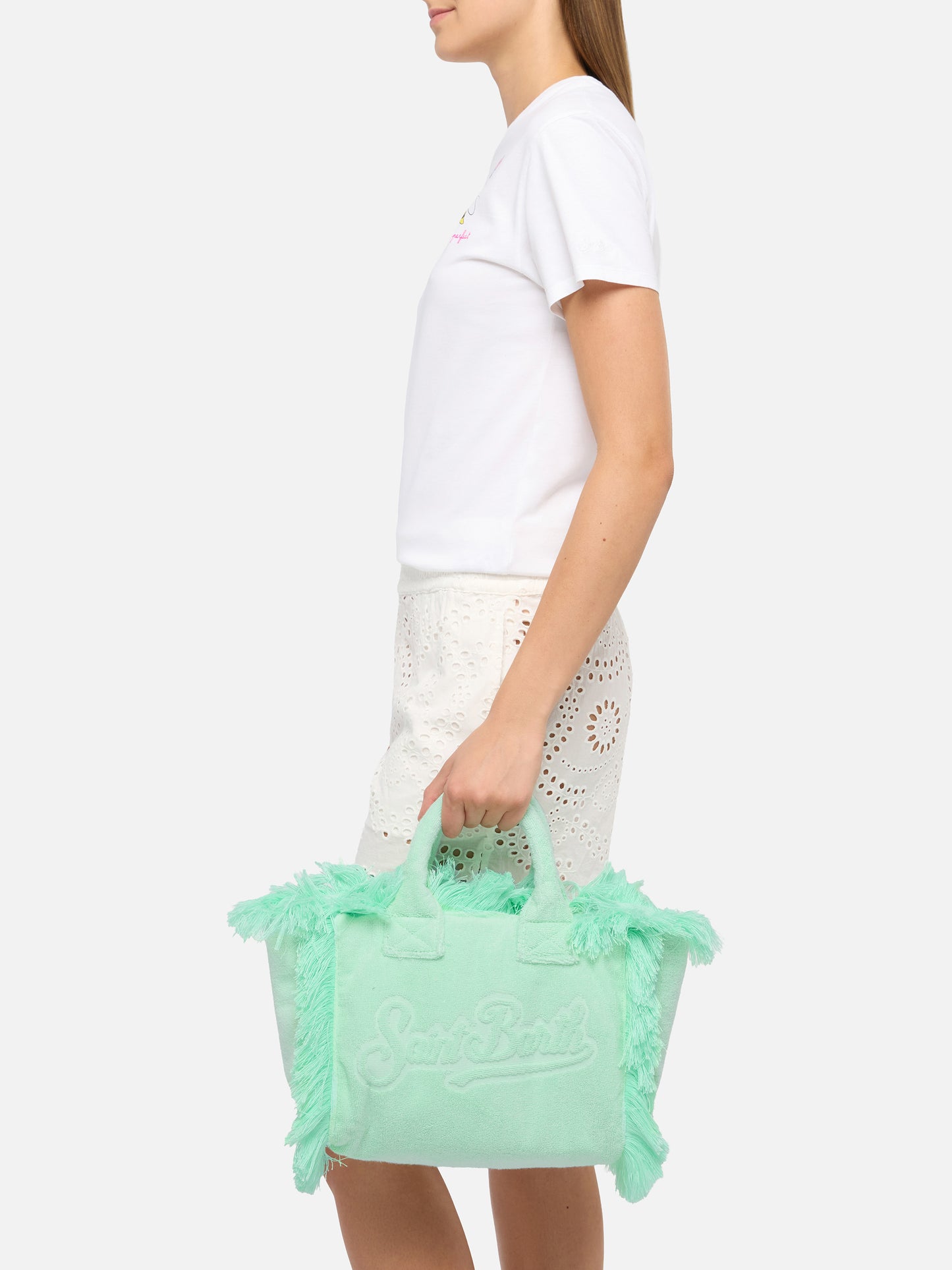 Colette Terry embossed mint green handbag