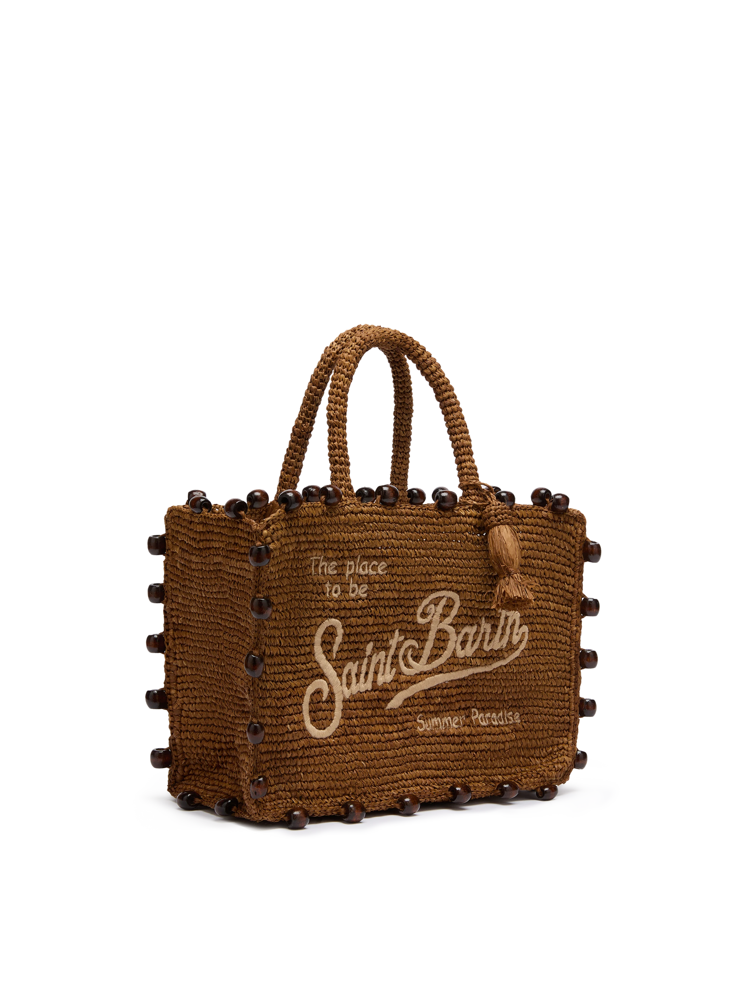 Colette Basttasche mit gesticktem Logo und aufgesetzten Perlen 