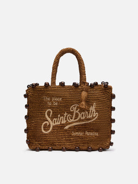 Colette Basttasche mit gesticktem Logo und aufgesetzten Perlen 