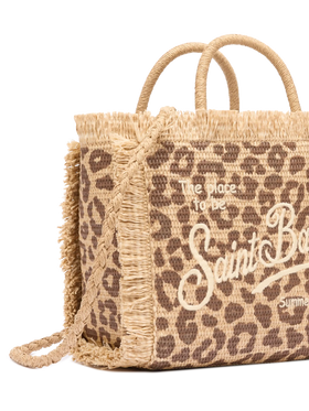 Colette Straw effect handbag with animalier print - MC2 Saint Barth