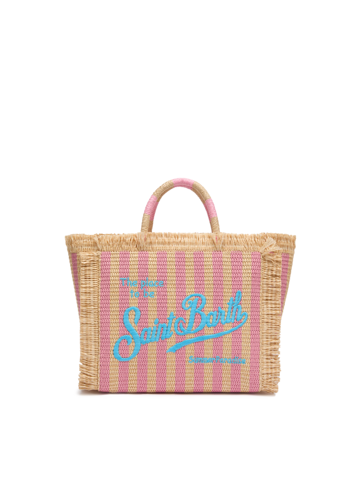 Colette Straw effect handbag with striped print - MC2 Saint Barth