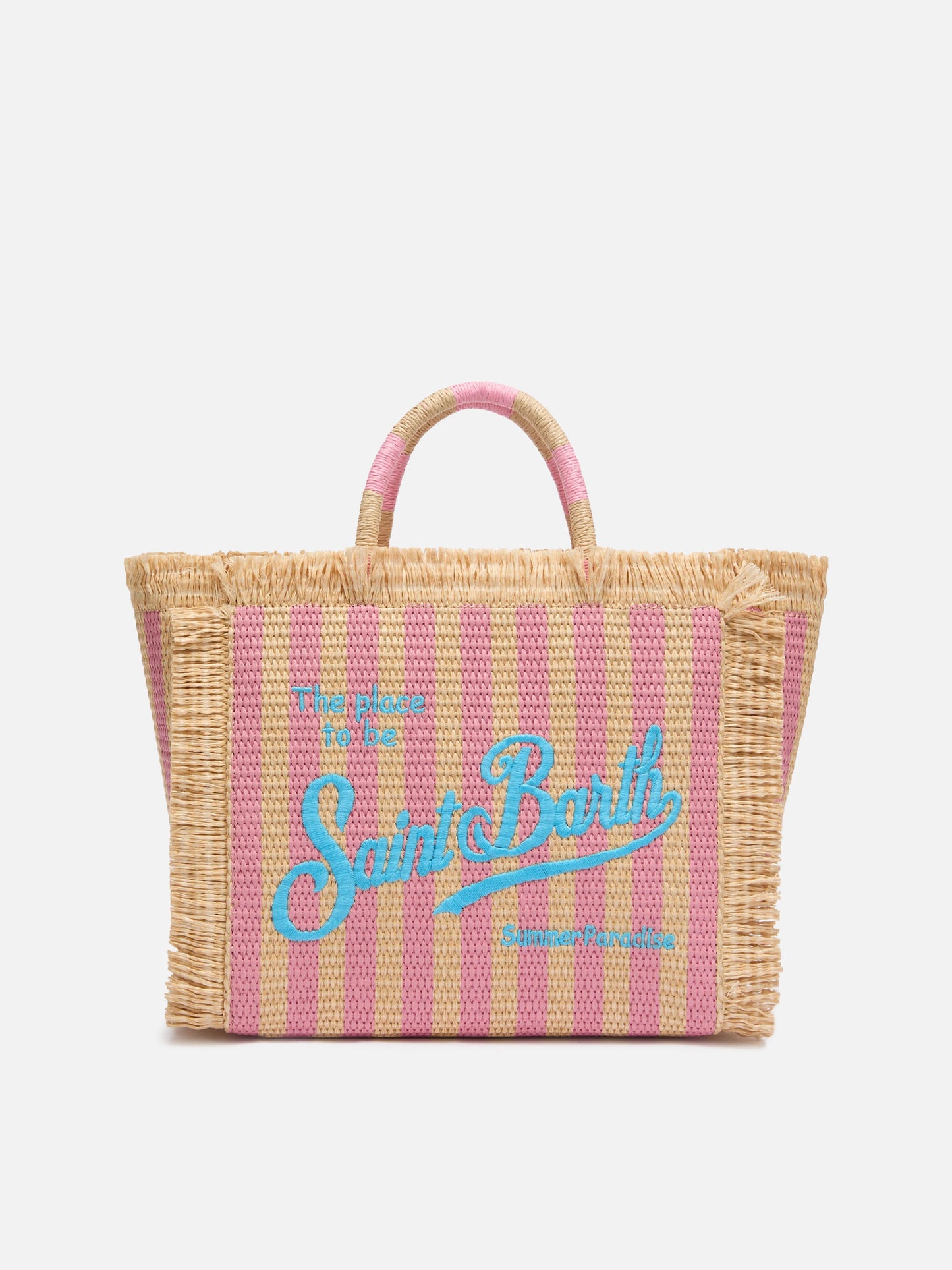 Colette Straw effect handbag with striped print