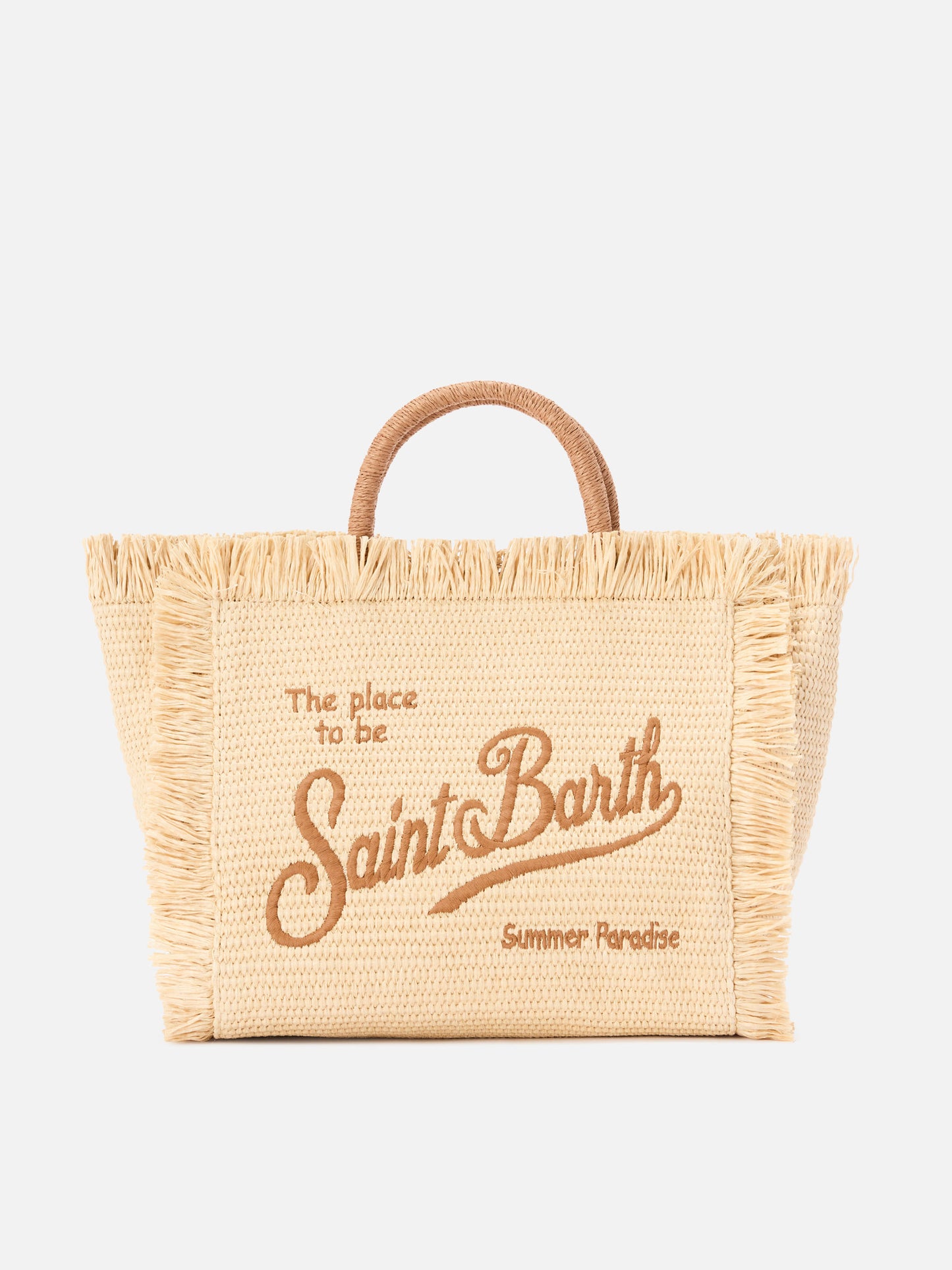 Borsa Colette effetto paglia con logo ricamato