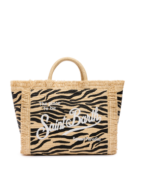 Colette Straw effect handbag with zebra print - MC2 Saint Barth