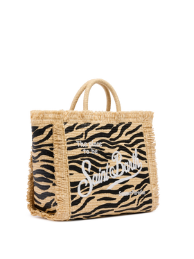 Colette Straw effect handbag with zebra print - MC2 Saint Barth