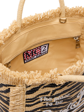 Colette Straw effect handbag with zebra print - MC2 Saint Barth