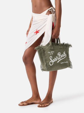Military green solid color linen Colette bag