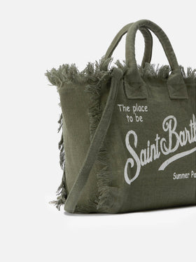 Military green solid color linen Colette bag