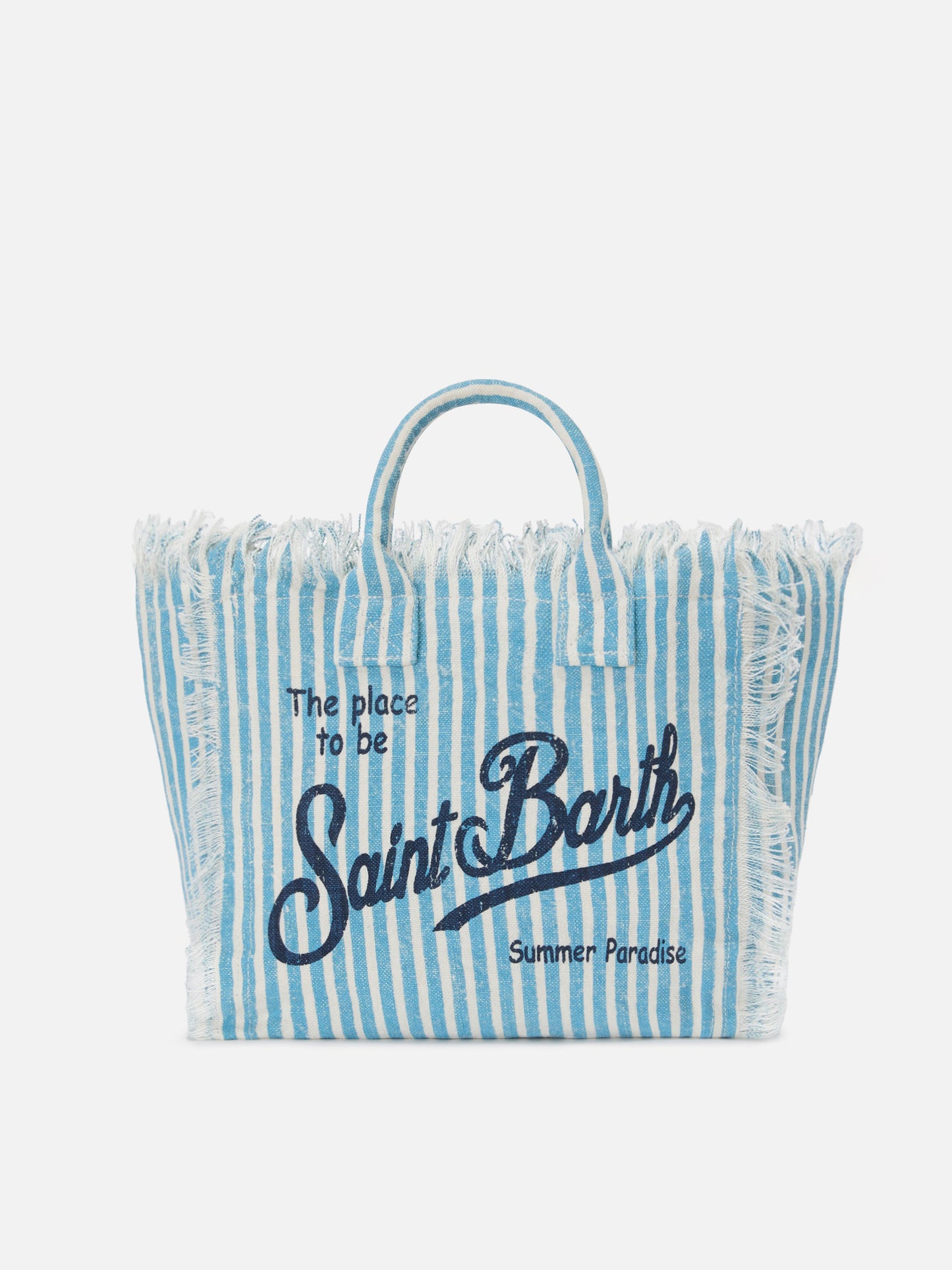 Borsa Colette in lino a righe azzurre e bianche