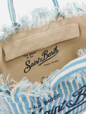 Borsa Colette in lino a righe azzurre e bianche