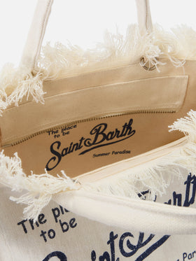 Borsa Colette in lino bianco tinta unita