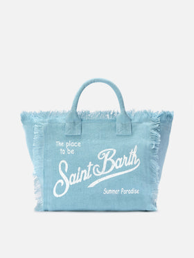 Borsa Colette in lino azzurro tinta unita