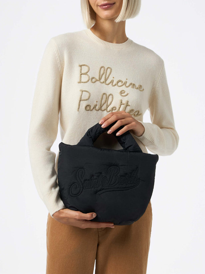 Colette Puffer black handbag with shoulder strap - MC2 Saint Barth