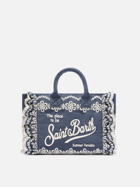 Colette Volant Tasche aus Dark-Wash-Denim mit dekorativer Stickerei 