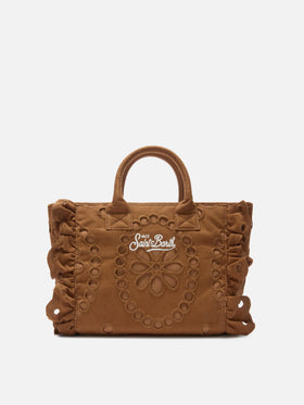 Bolso Colette Volant en algodón broderie anglaise marrón 
