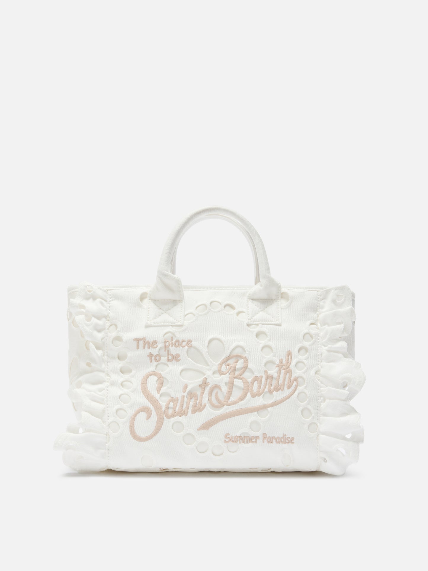 Borsa Colette Volant in cotone sangallo bianco