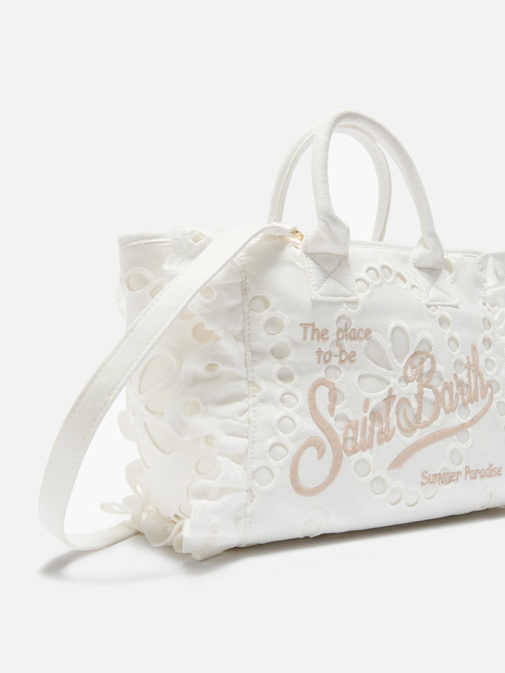 Colette Volant bag in white broderie anglaise cotton