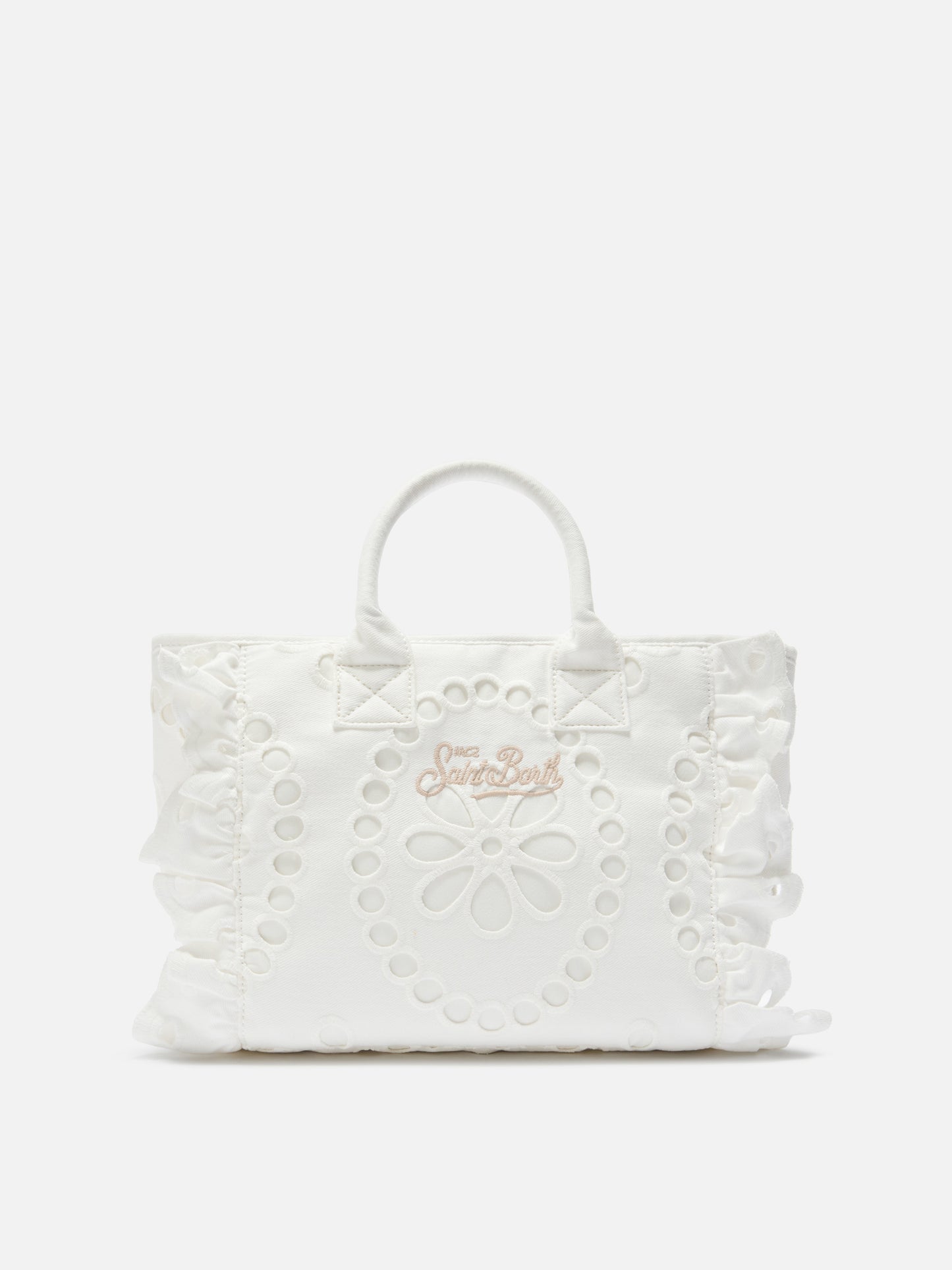 Borsa Colette Volant in cotone sangallo bianco