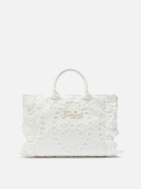 Borsa Colette Volant in cotone sangallo bianco