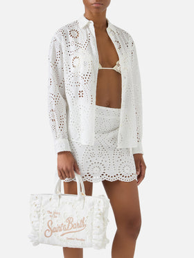 Borsa Colette Volant in cotone sangallo bianco