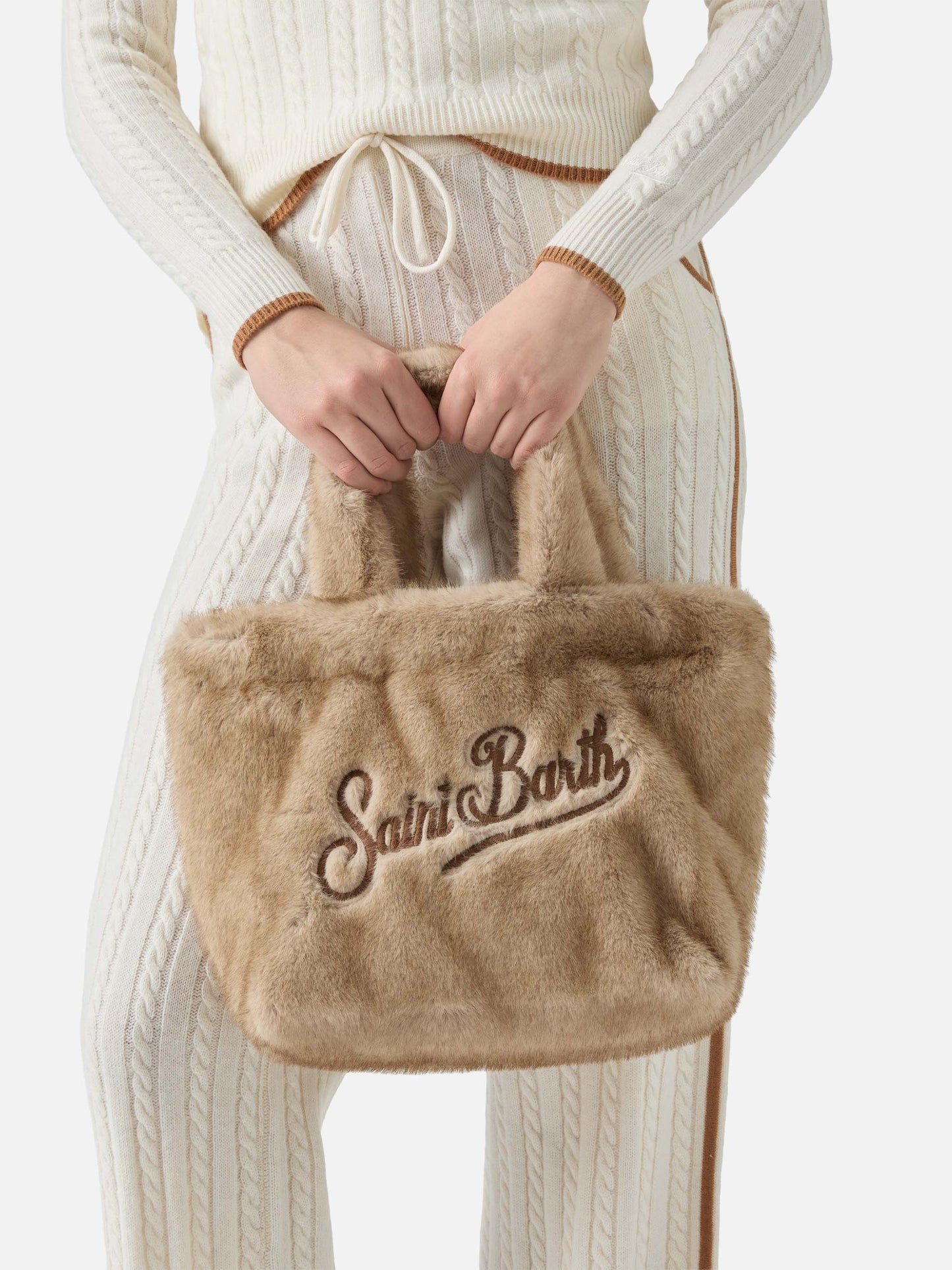 Borsa a mano Colette Soft in faux fur beige