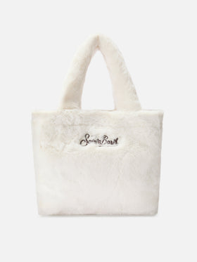 Borsa a mano Colette Soft in faux fur bianco