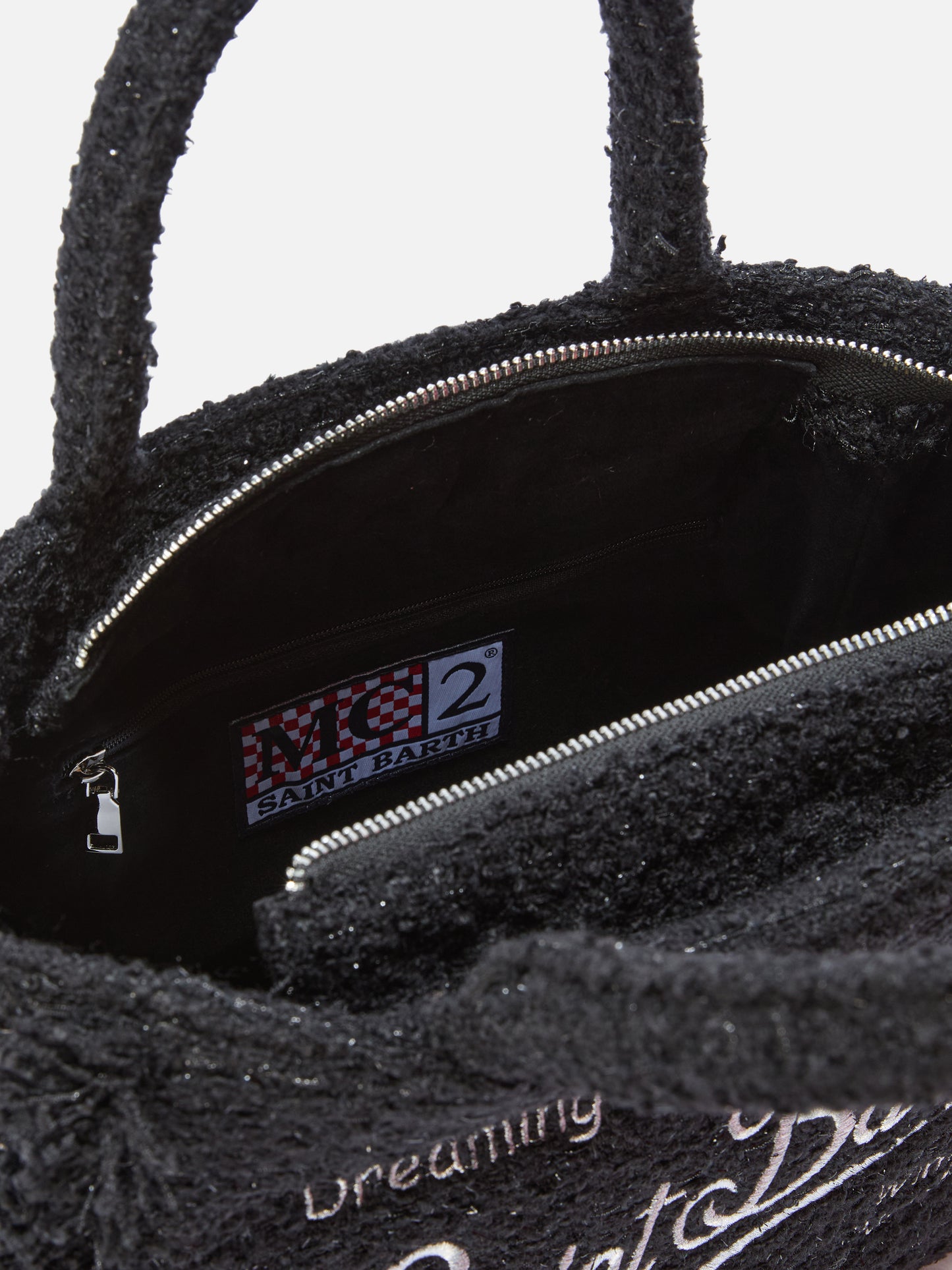 Colette Tweed Handtasche aus schwarzem Wollmischgewebe