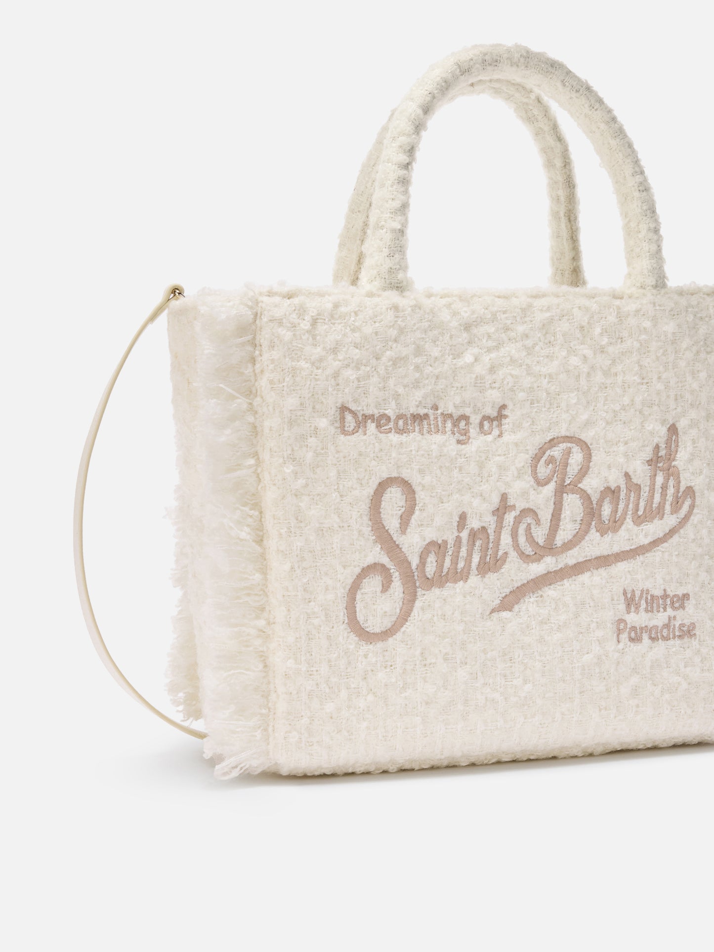 Colette Tweed Handbag in white wool blend