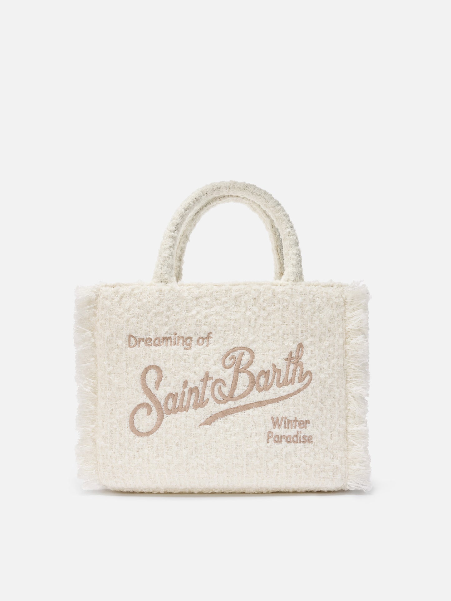 Colette Tweed Handbag in white wool blend