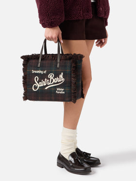 bolso de lana Colette con motivo tartán 