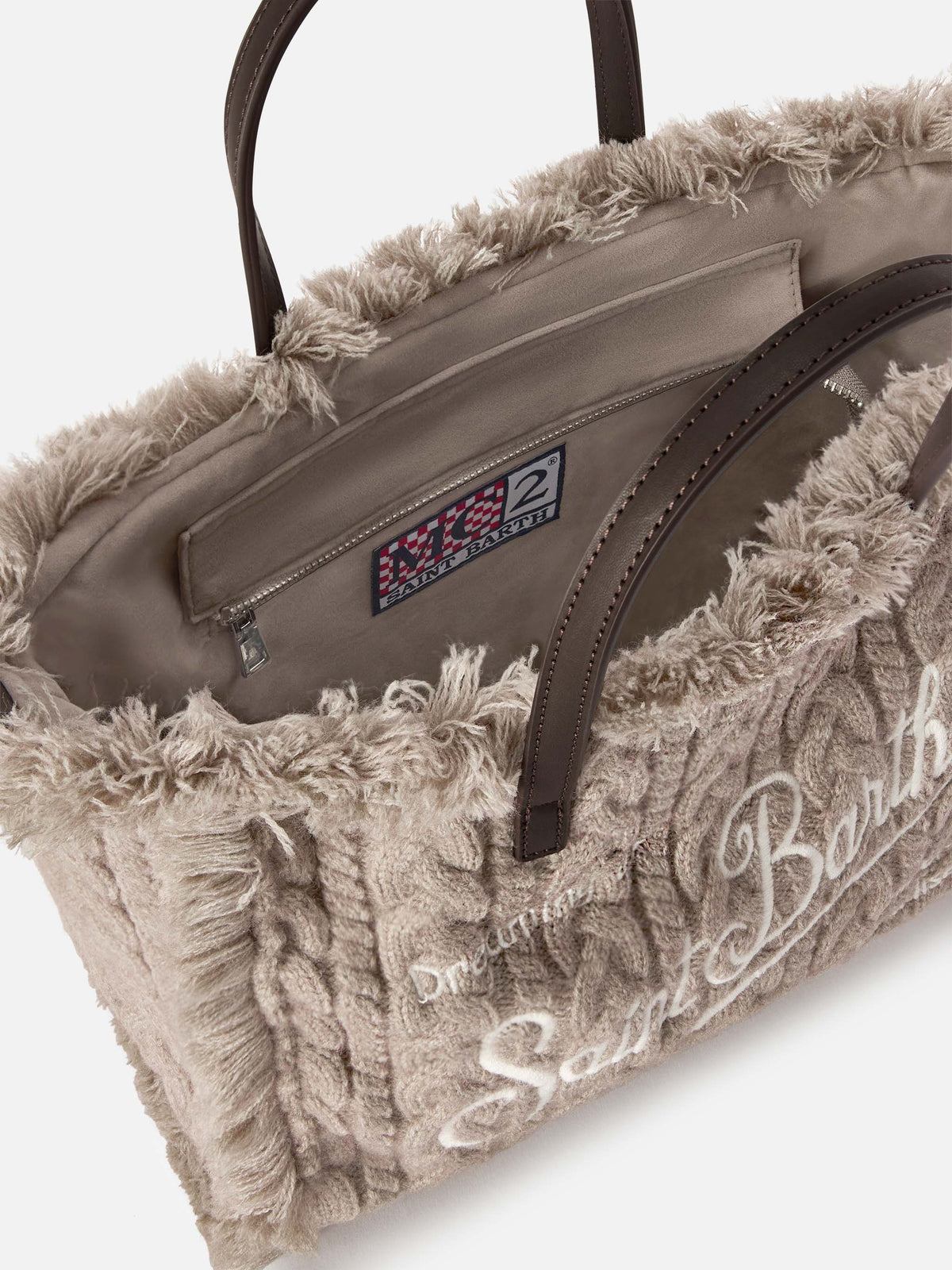 Bolso Colette gris con diseño de punto trenzado 