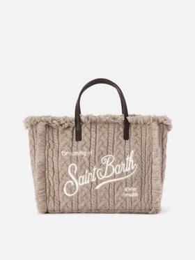 Sac Colette gris au design en maille torsadée 
