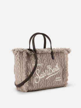 Sac Colette gris au design en maille torsadée 