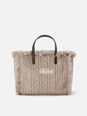 Sac Colette gris au design en maille torsadée 