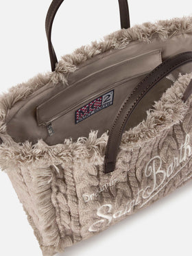 Sac Colette gris au design en maille torsadée 