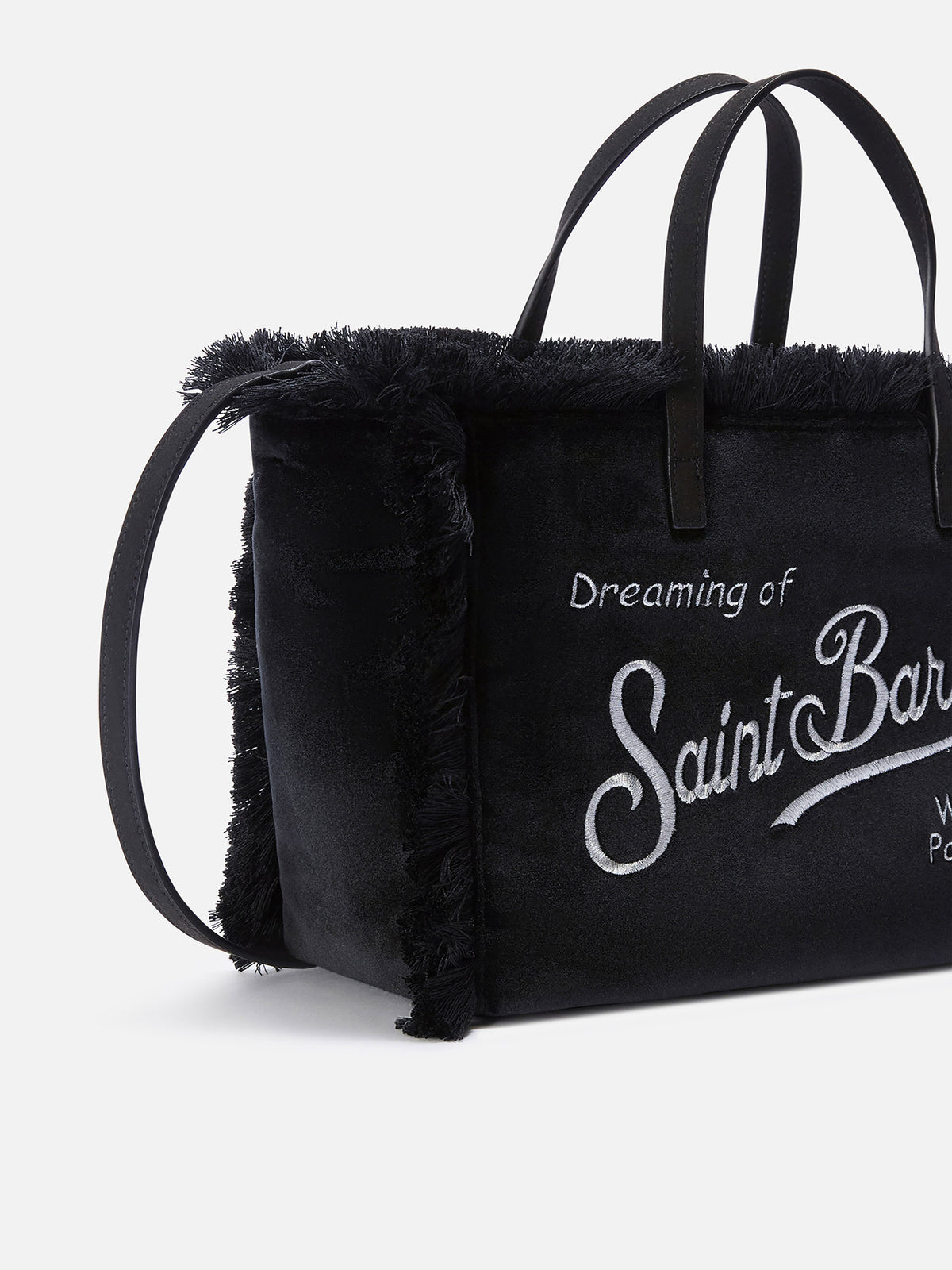 Sac en velours Colette noir avec logo brodé 