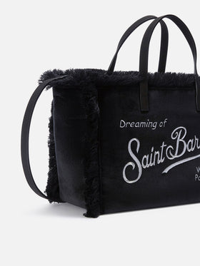 Sac en velours Colette noir avec logo brodé 