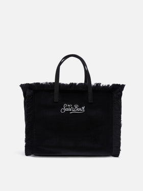 Sac en velours Colette noir avec logo brodé 