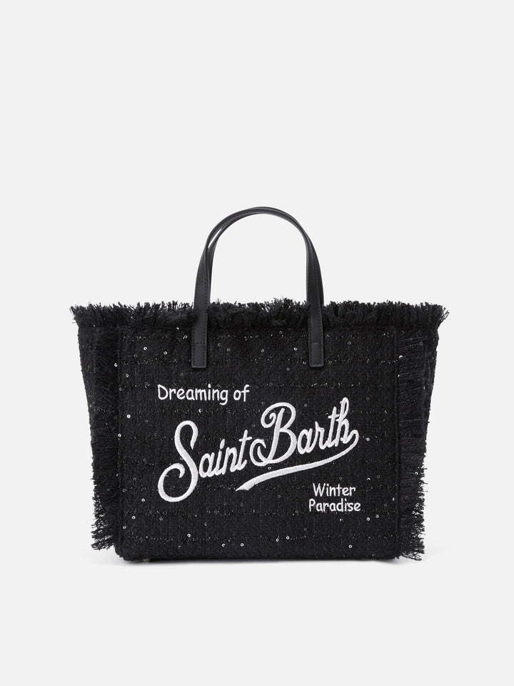 Borsa Colette nera con paillettes e ricamo logo