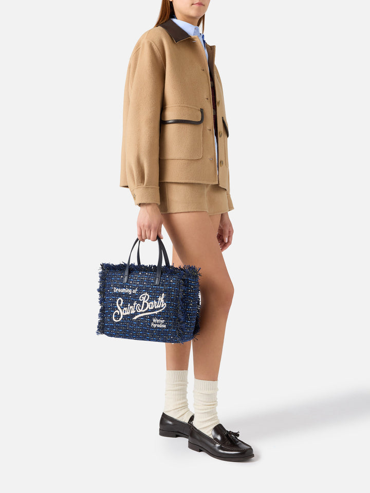 Sac blue Colette bleu marine avec fils lurex et logo brodé 