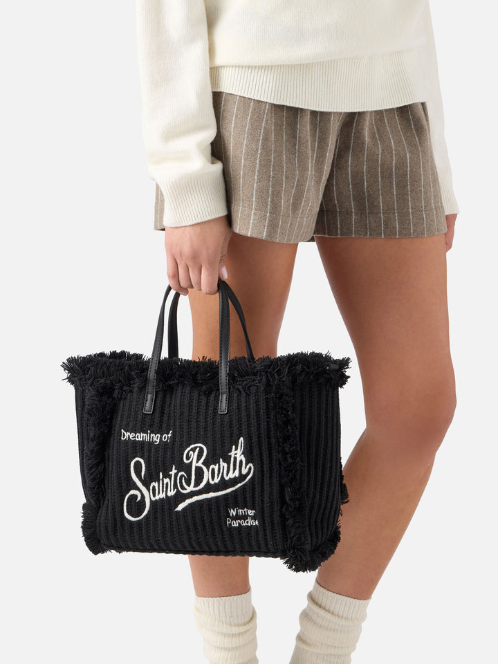 Bolso Colette negro con diseño de punto acanalado 