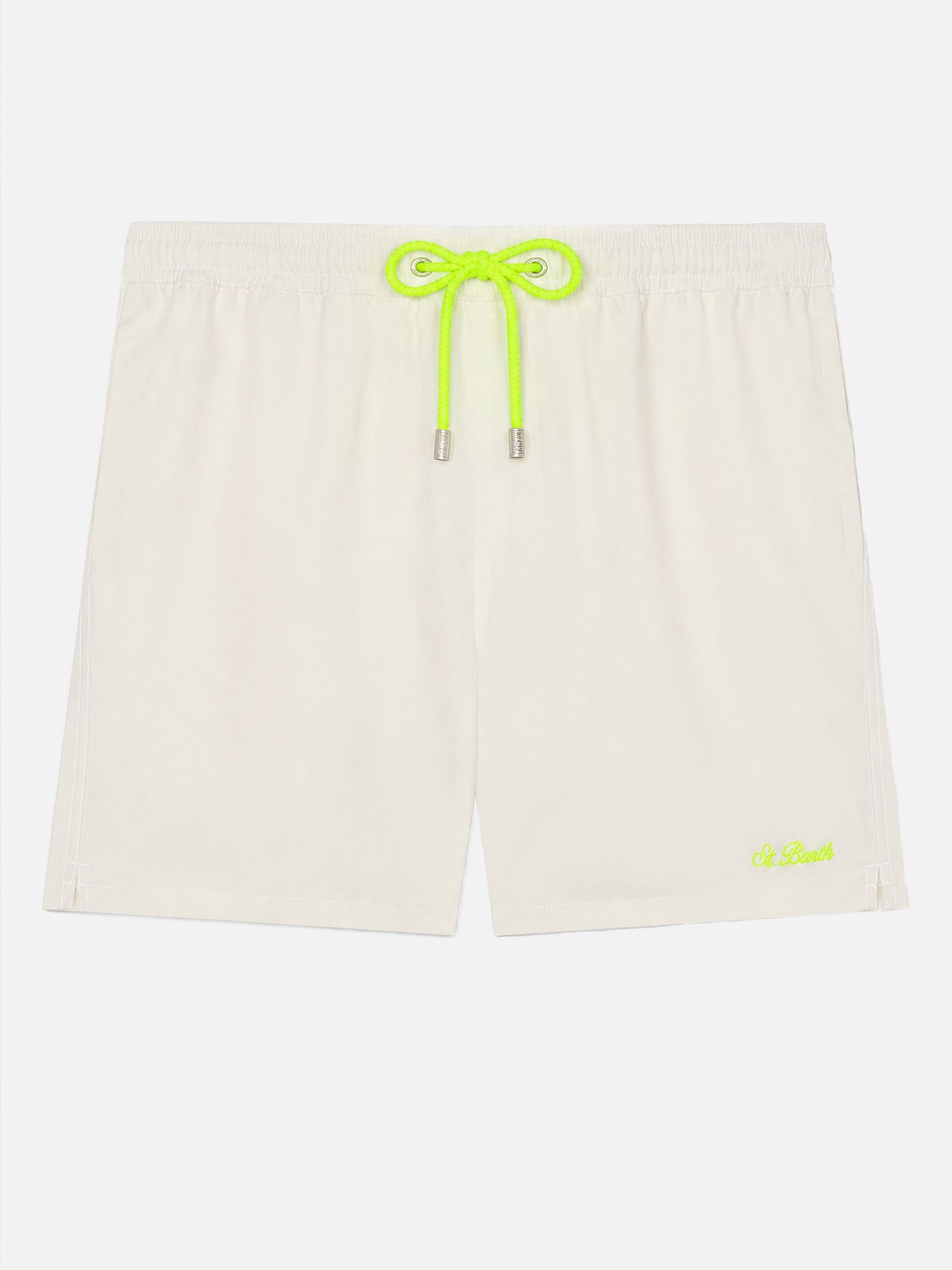 Weiße Comfort Badeshorts mit St. Barth Stickerei