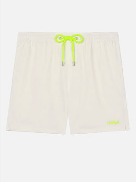 Weiße Comfort Badeshorts mit St. Barth Stickerei