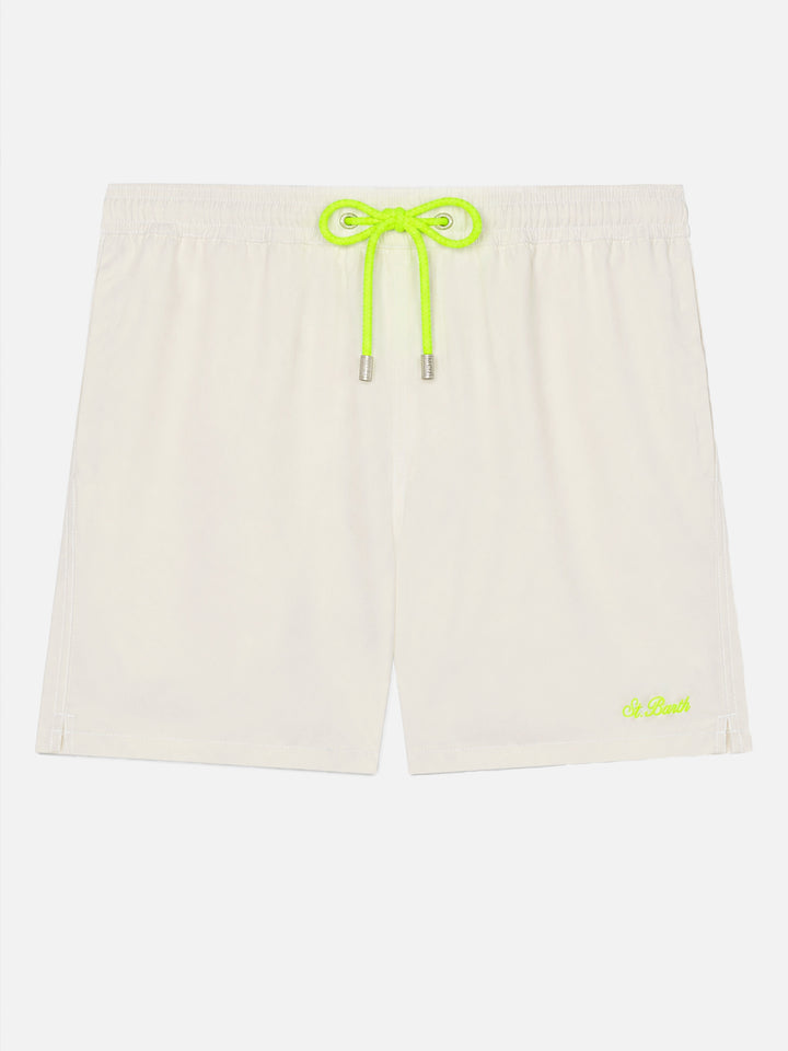 White Comfort swim shorts  with St. Barth embroidery
