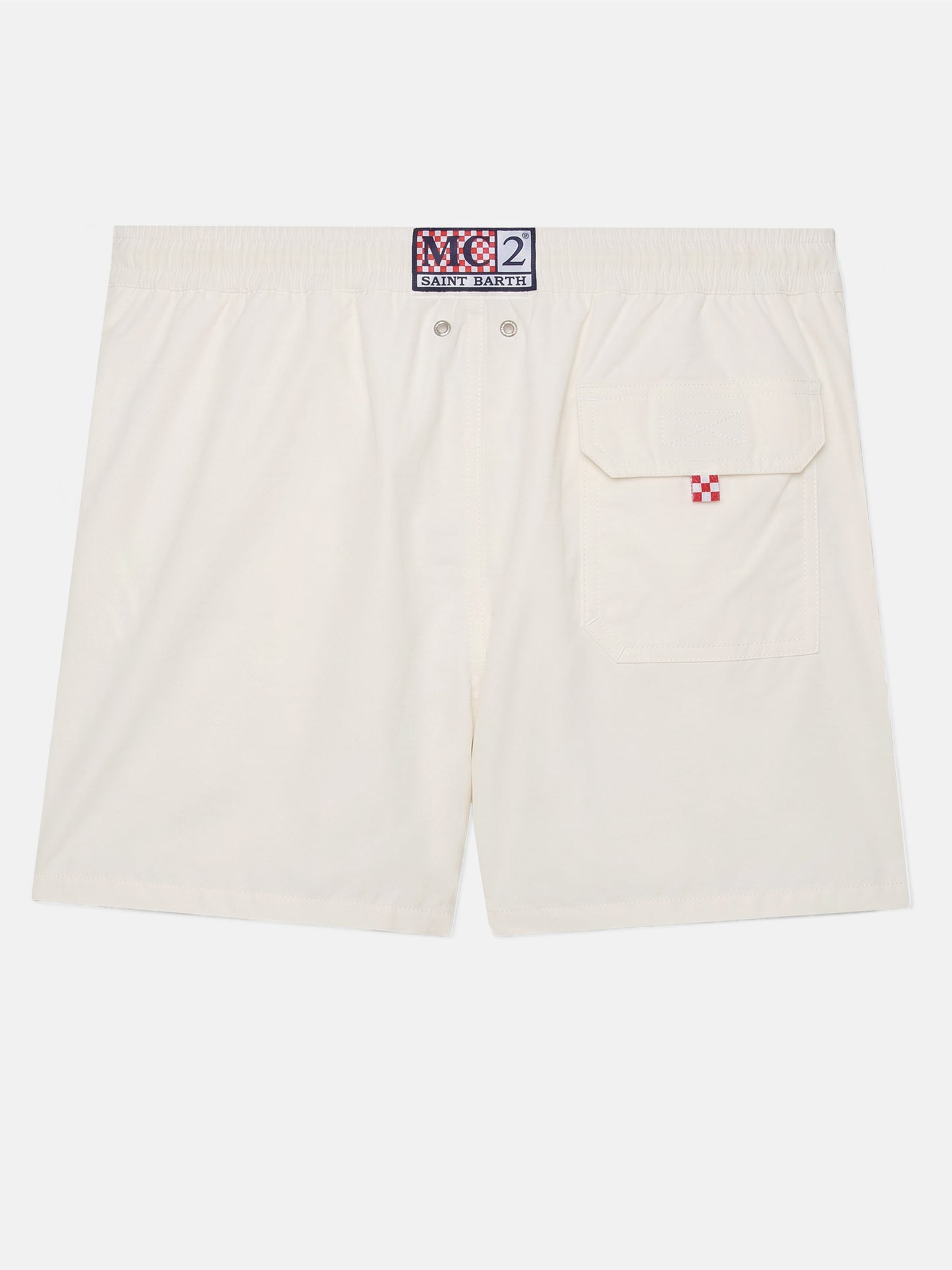Weiße Comfort Badeshorts mit St. Barth Stickerei